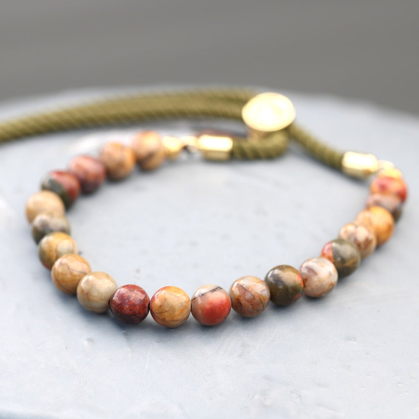 Picasso Jasper Gemstone 18K Gold Plated Bracelet
