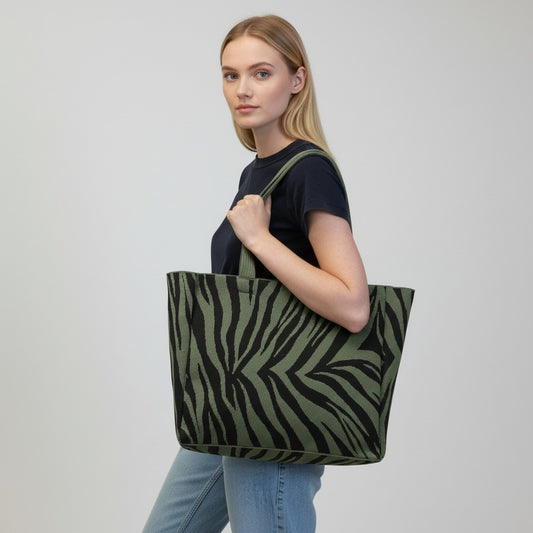 Olive Zebra Tote