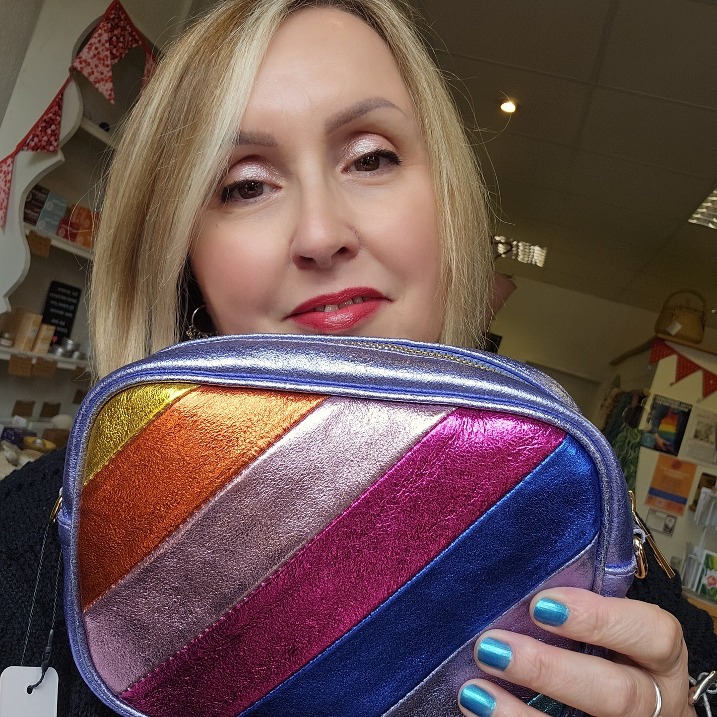 Kate Rainbow Metallic Leather Crossbody Bag