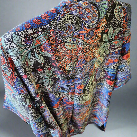 Blue Paisley Midi Kimono