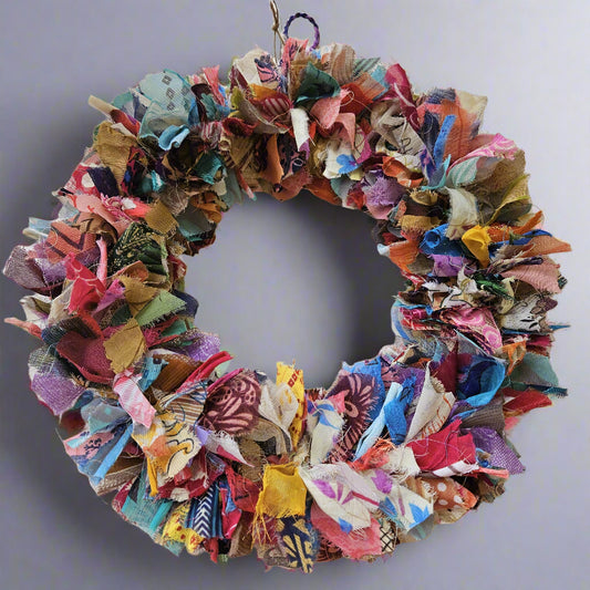 Multicoloured Sari Wreath