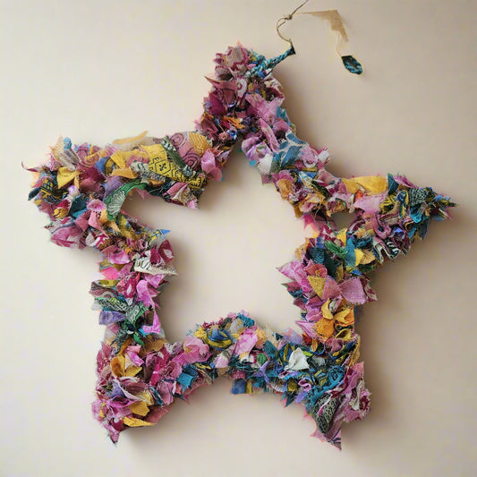 Multicoloured Star Sari Wreath