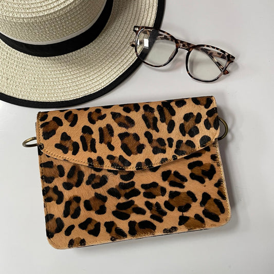 Eadie Leopard Leather Crossbody Bag