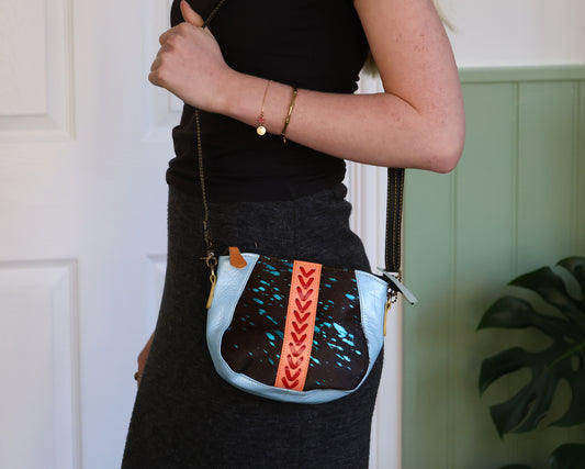 Patsy Metallic Blue Crossbody Bag