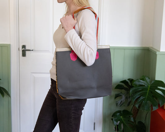 Layla Purple & Gold Leopard Tote