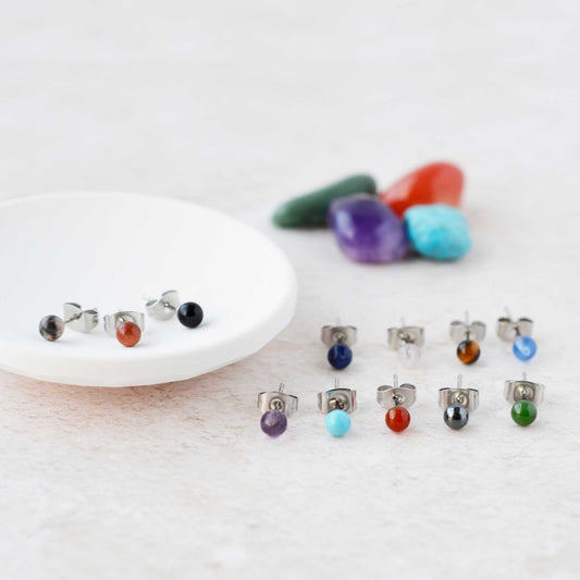 4mm Single Gemstone Stud Earring