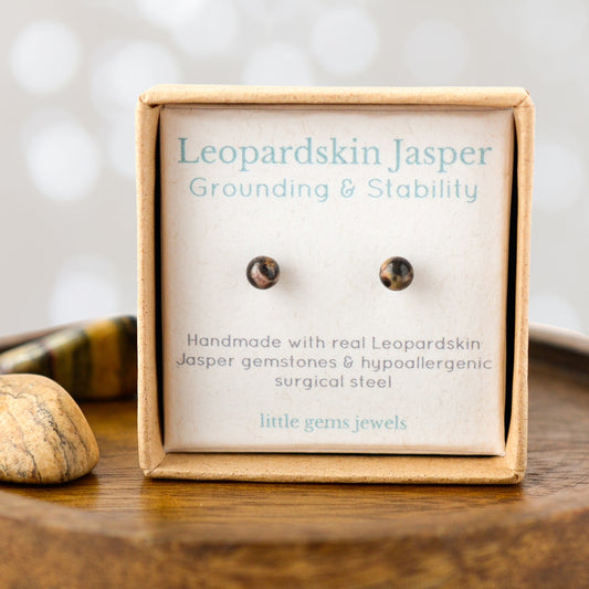 4mm Leopardskin Jasper Ball Studs
