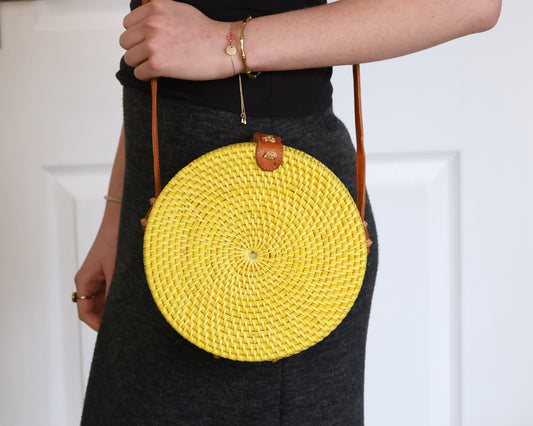 Yellow Rattan Bali Bag
