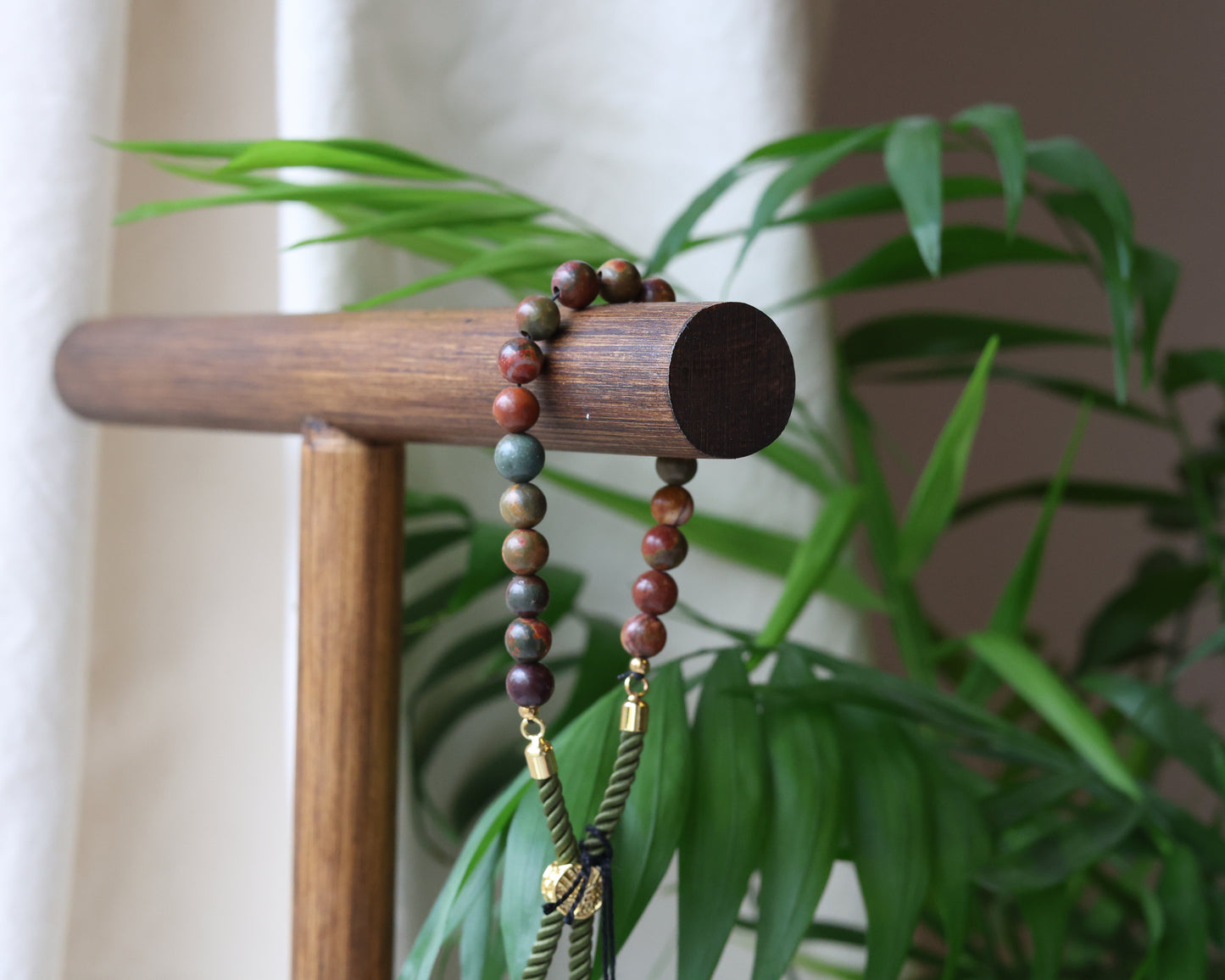 Picasso Jasper Gemstone 18K Gold Plated Bracelet