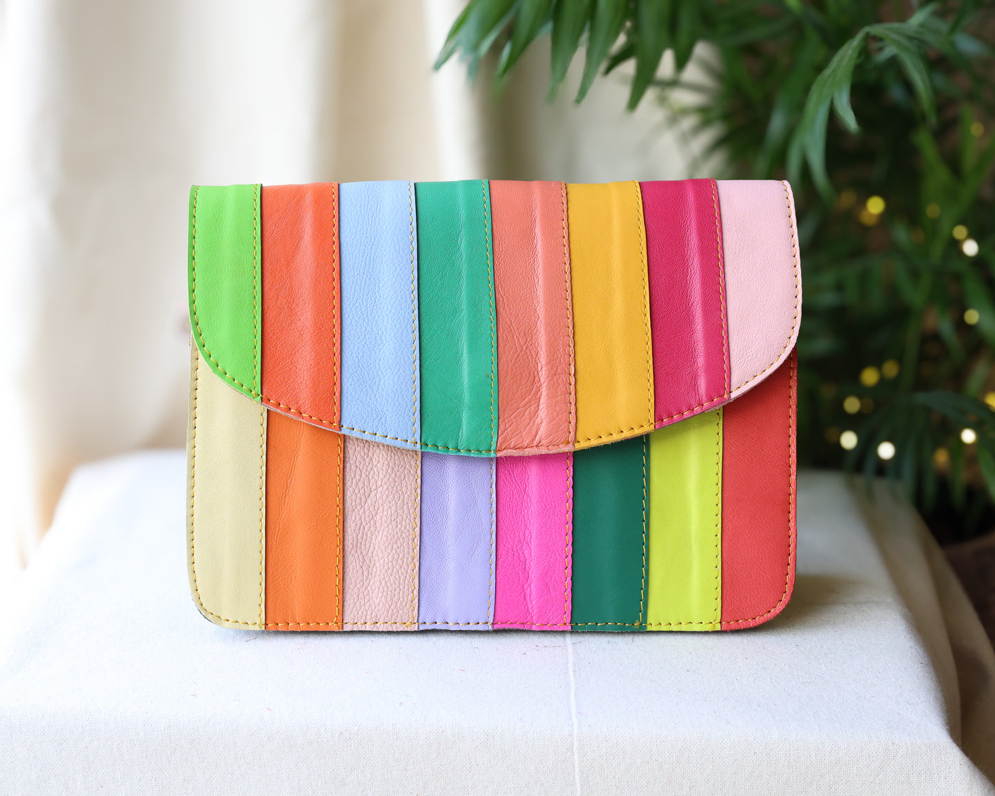 Lucy Green Lemon Leather Crossbody Bag
