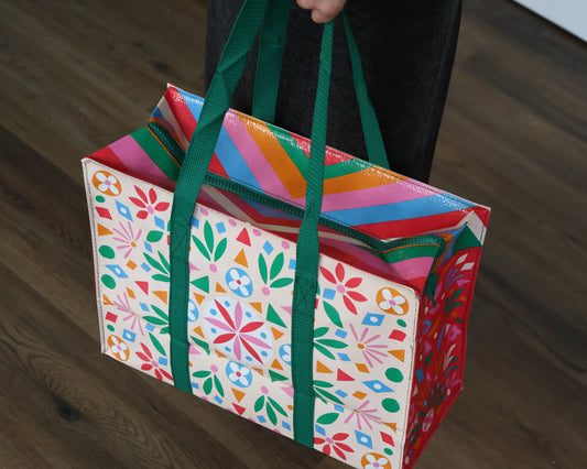 Folk Flower Shoulder Tote