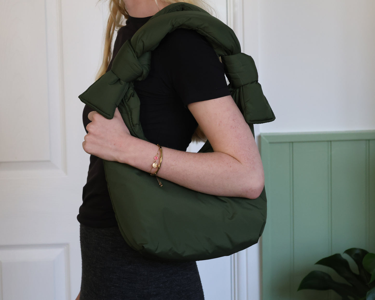 Puffy Khaki Shoulder Bag