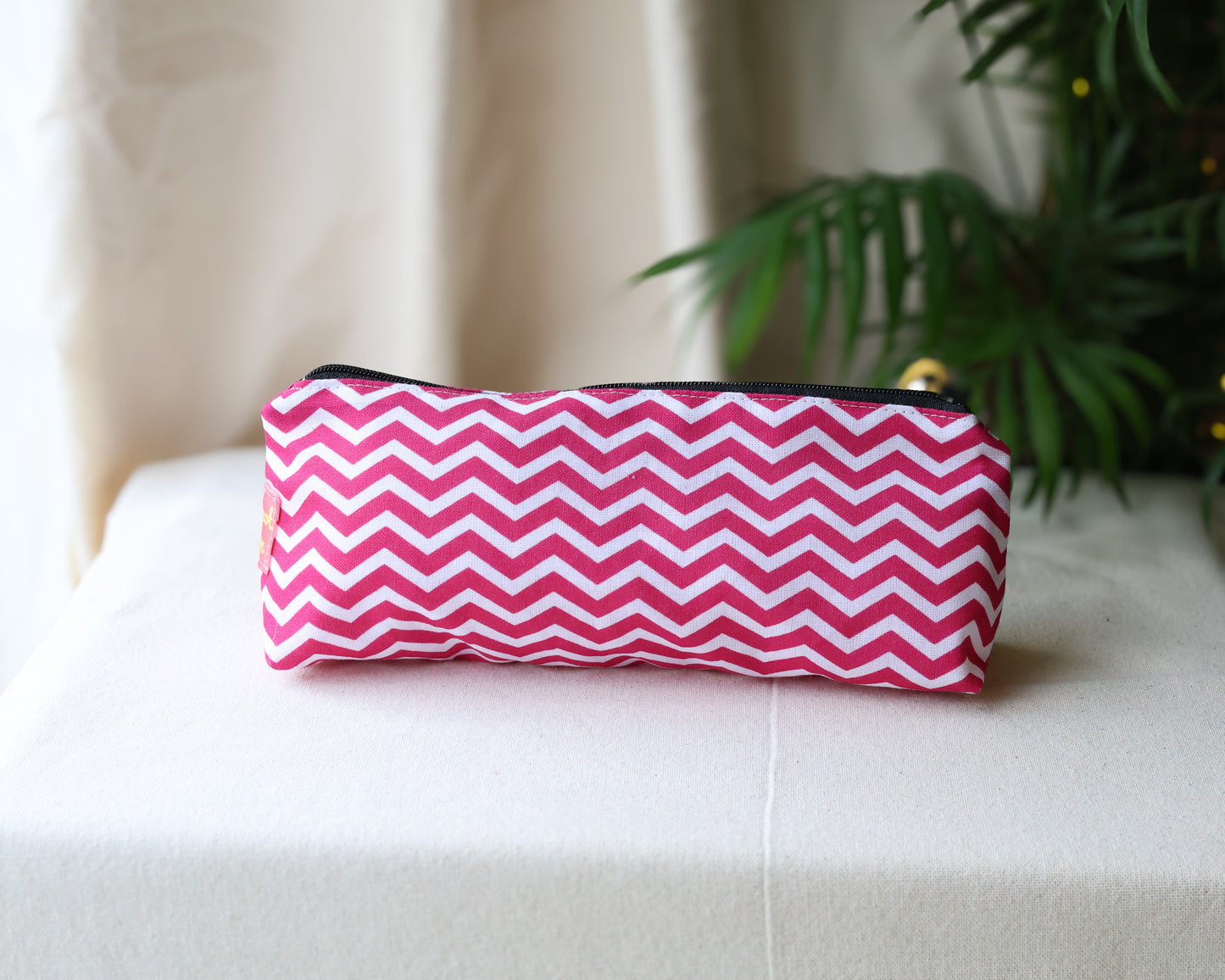Raspberry Chevron Pencil Case