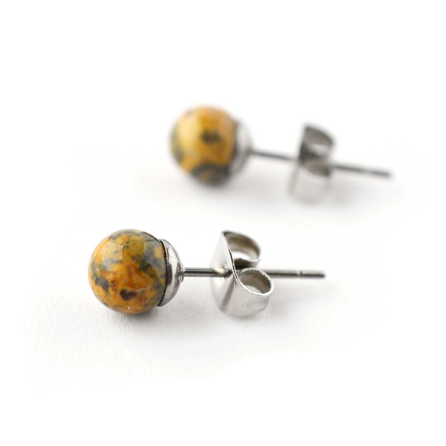 6mm Leopardskin Jasper Ball Studs