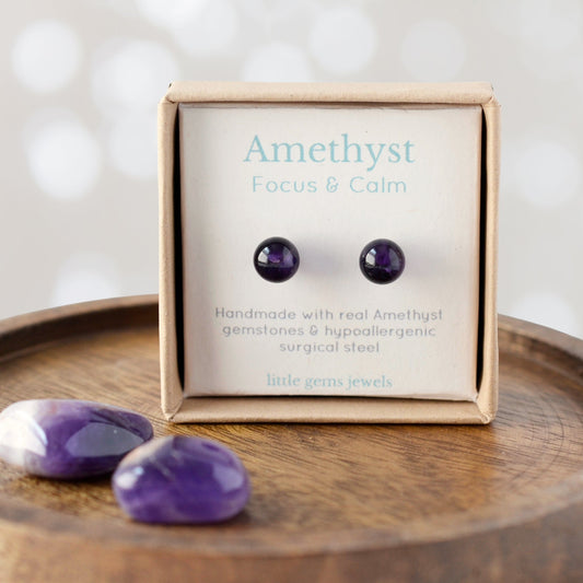 6mm Amethyst Ball Studs