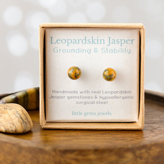 6mm Leopardskin Jasper Ball Studs
