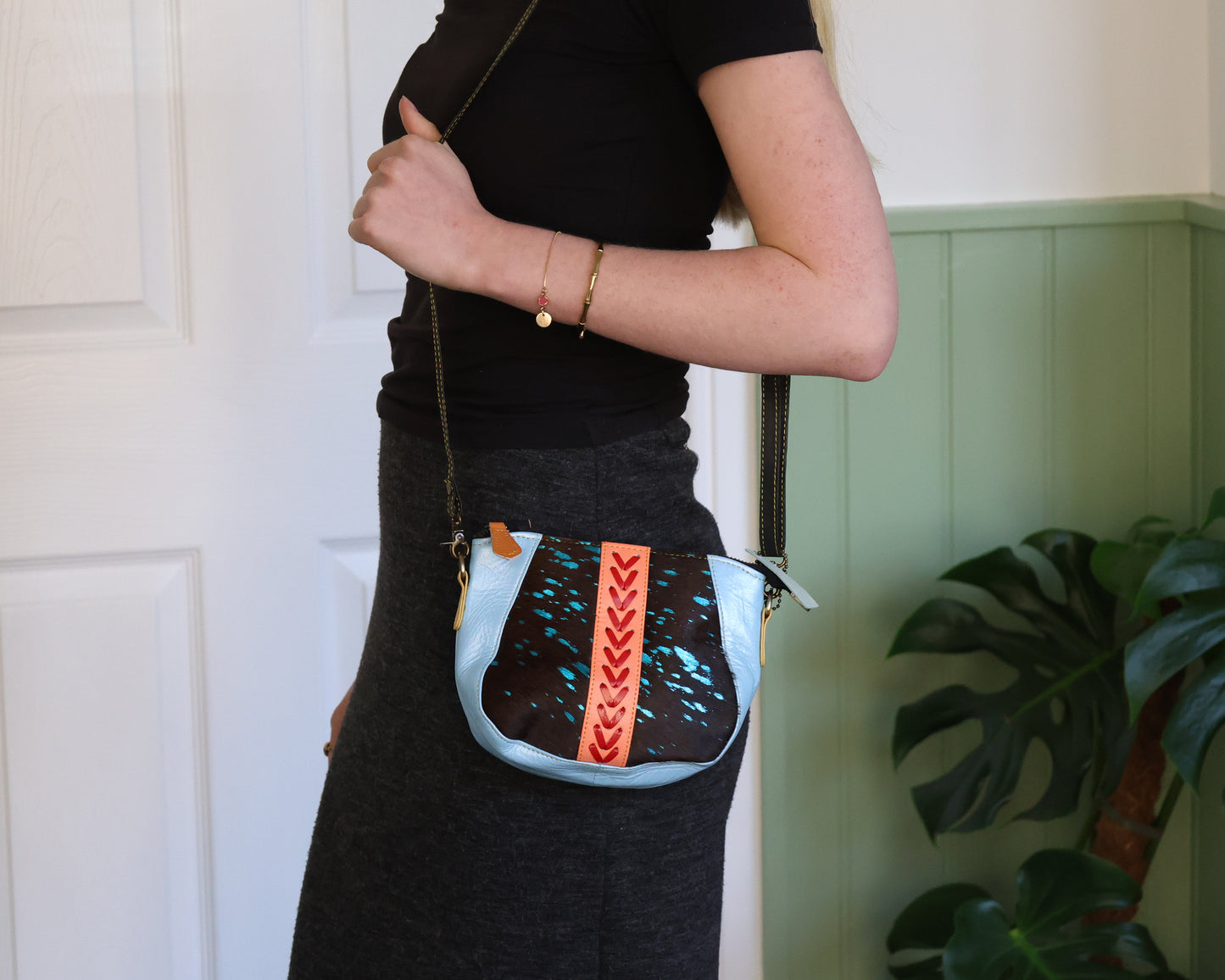 Patsy Metallic Blue Crossbody Bag