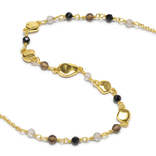 Sofia Nugget Necklace: Black Onyx, Smoky Quartz & Labradorite