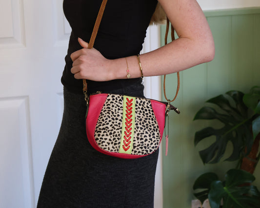 Patsy Hot Pink Leopard Crossbody Bag