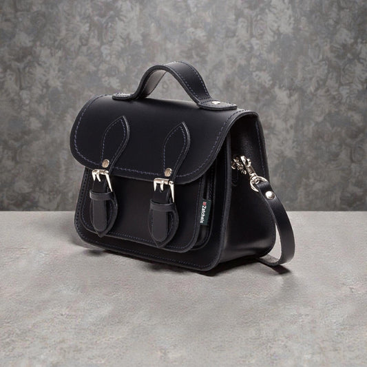 Handmade Leather Micro Satchel - Black