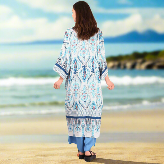 Blue Mandala Long Kimono