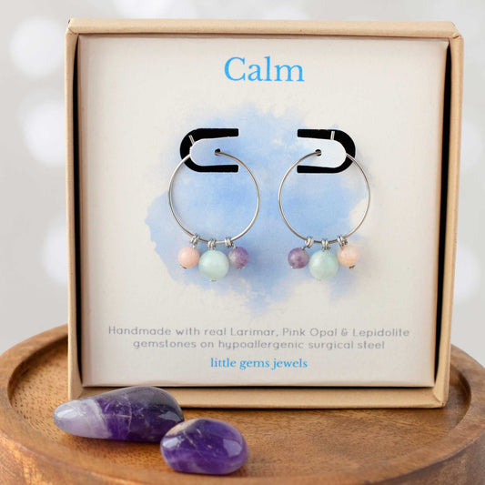 Calm Gemstone Hoop Earrings