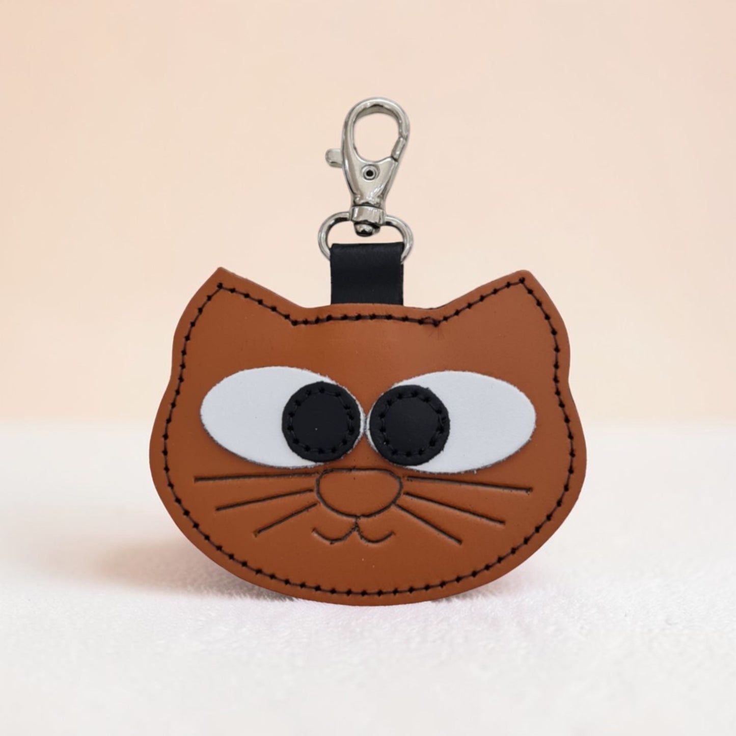 Colourful Cat Bag Charm - Burnt Orange