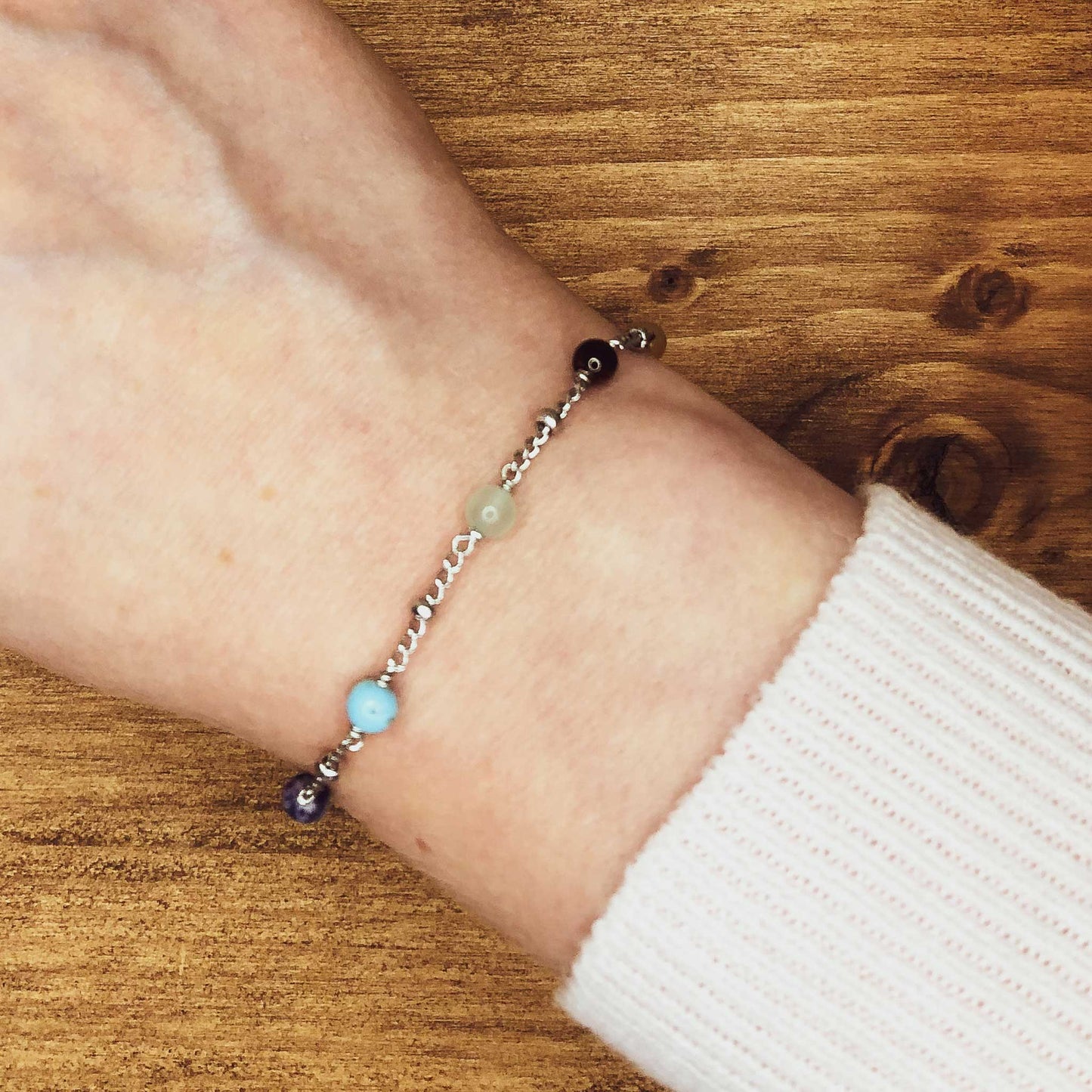 Adjustable Gemstone Chakra Bracelet