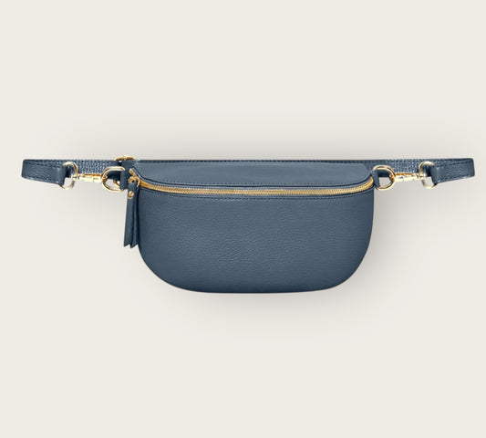 Denim Blue Medium Leather Bum Bag