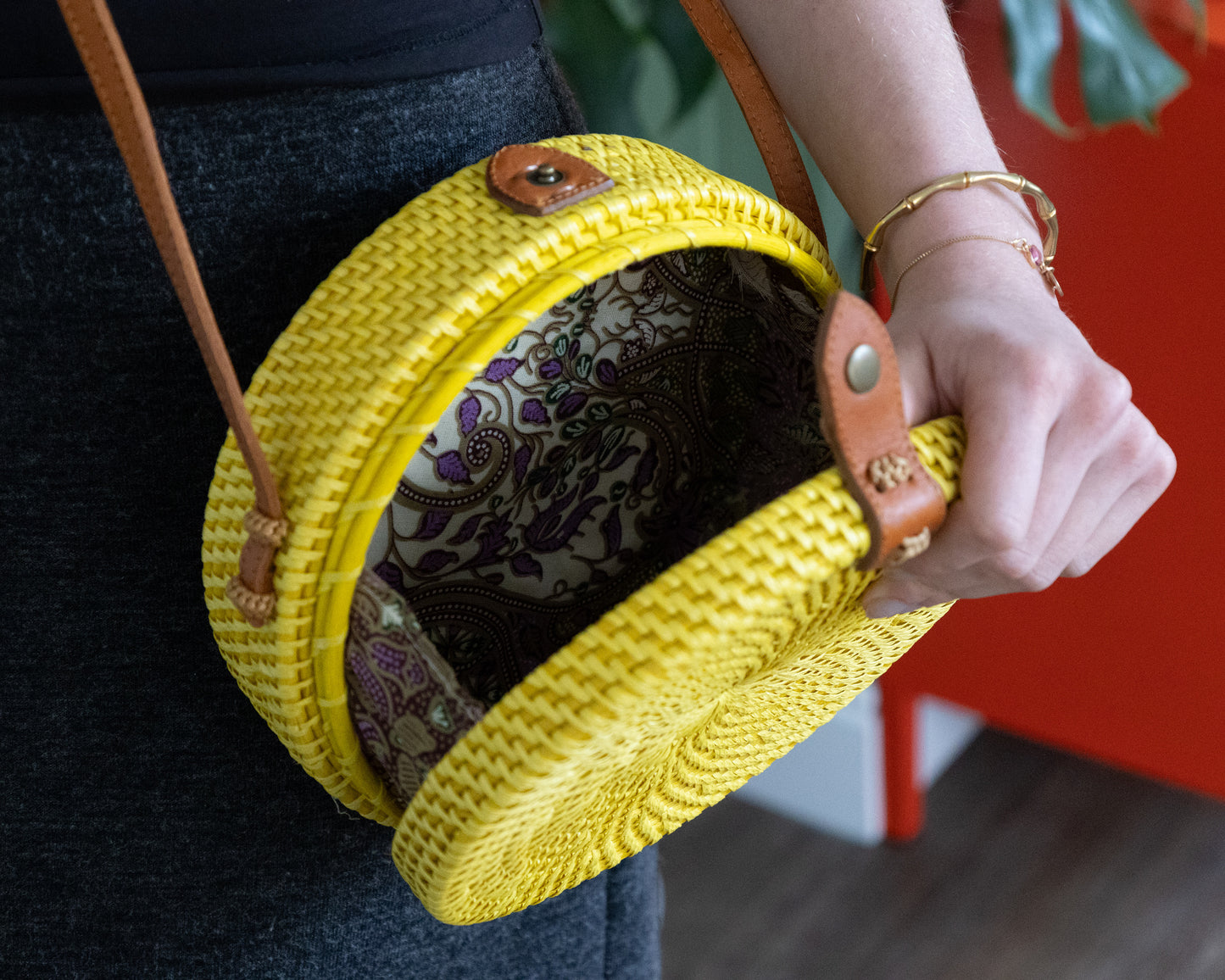 Yellow Rattan Bali Bag