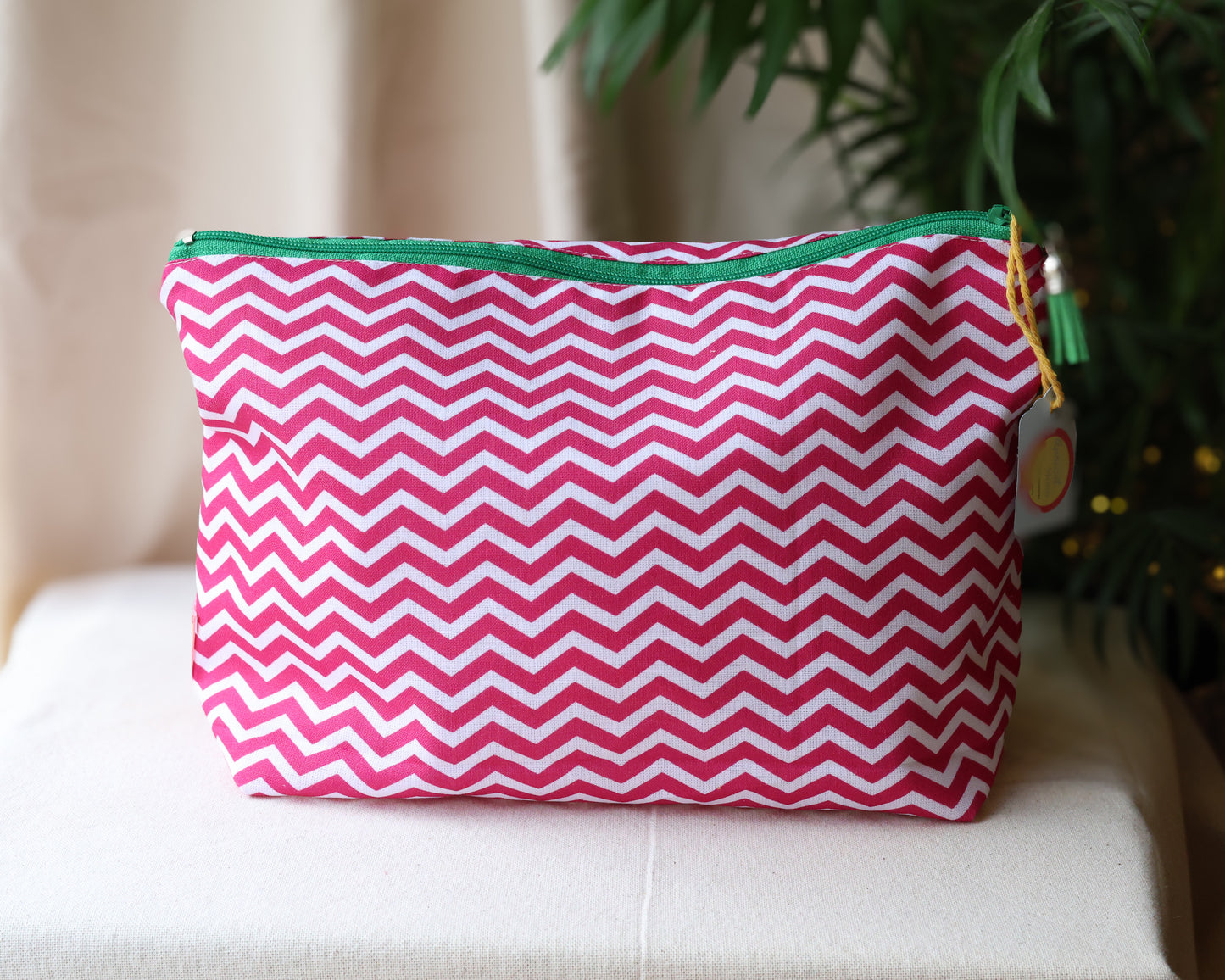 Raspberry Chevron Wash Bag