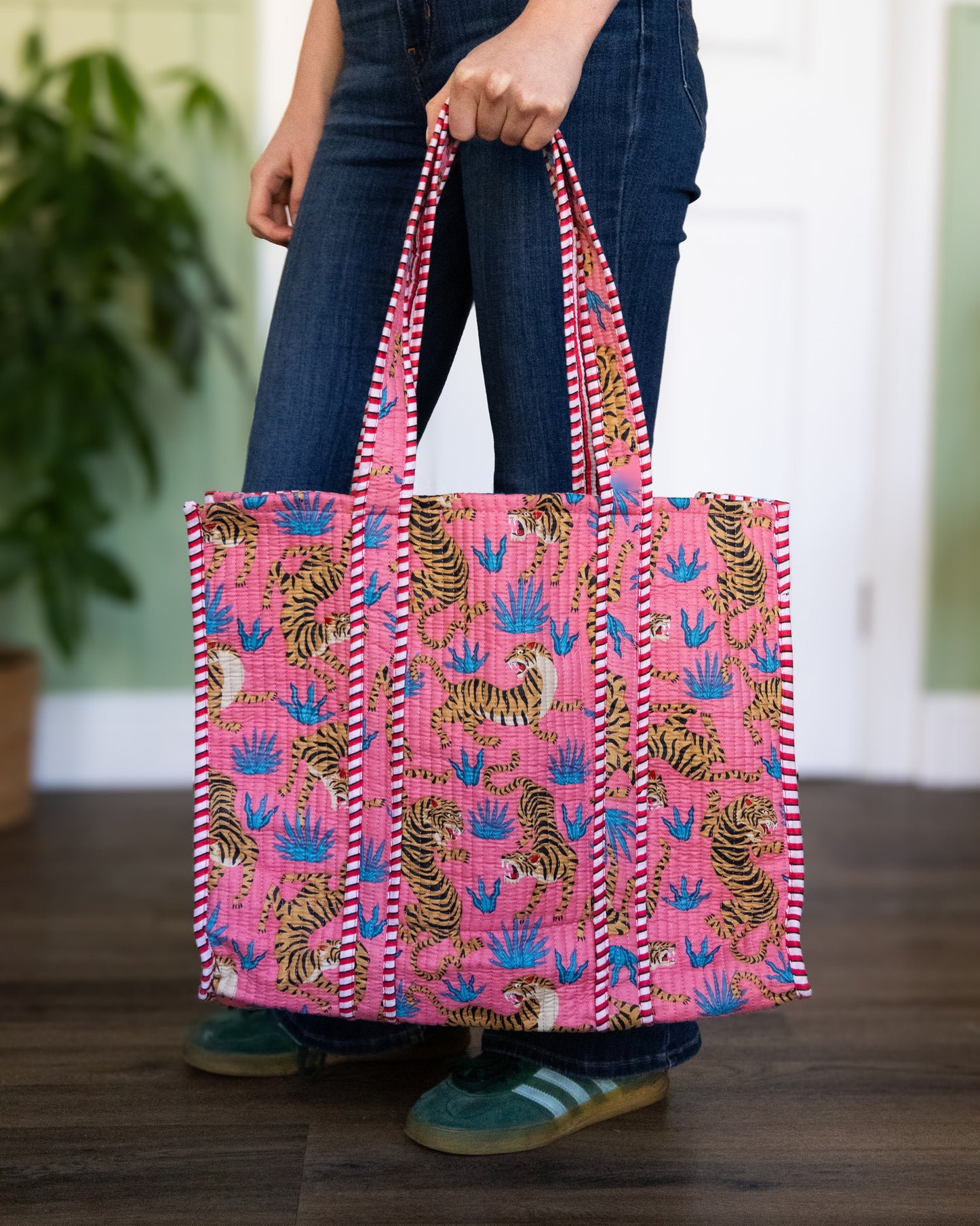 Pink Tiger Indian Kantha Tote – Handmade, Sustainable And Unique