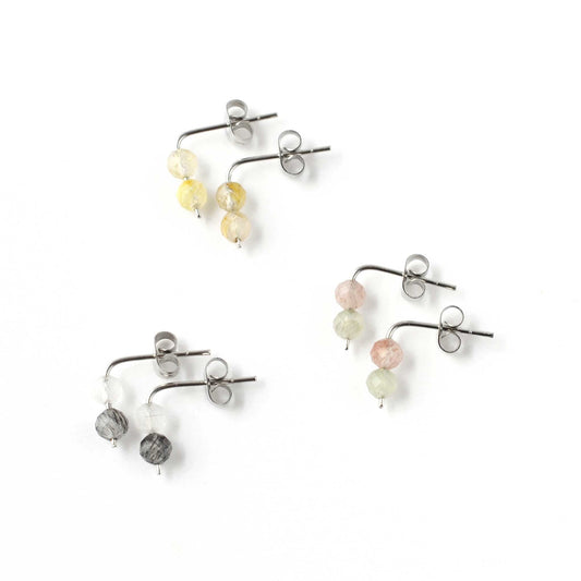Quartz Gemstone Stud Earrings