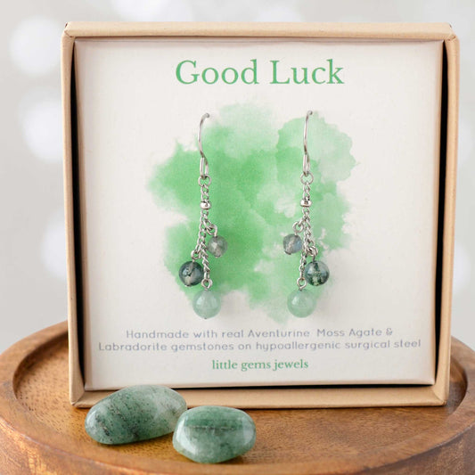 Good Luck Gemstone Drop Earrings
