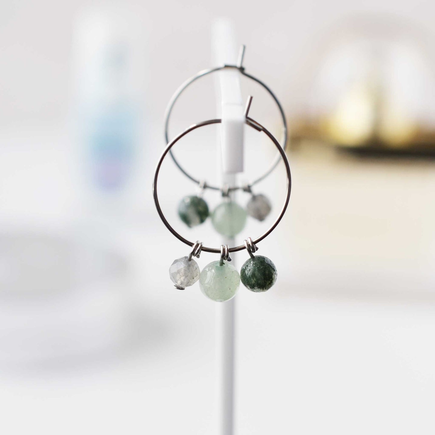 Good Luck Gemstone Hoop Earrings