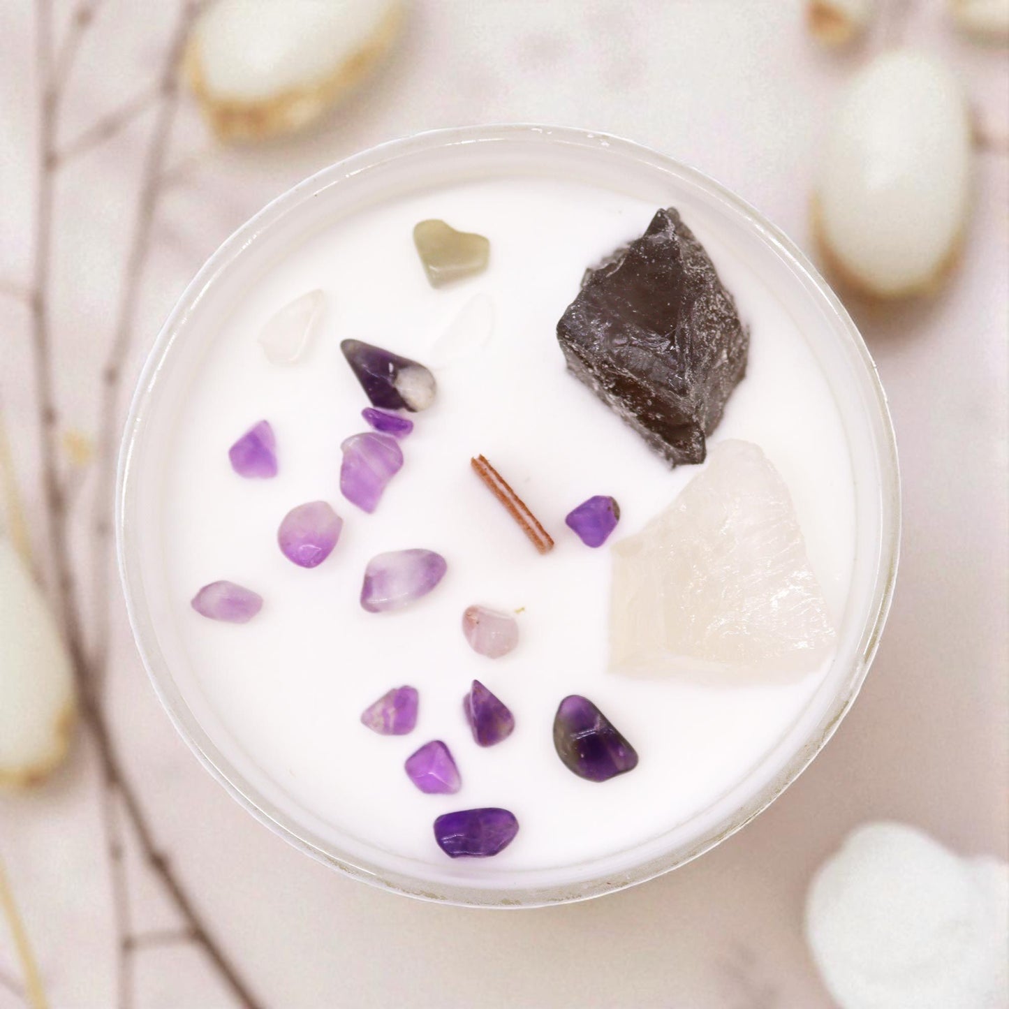 Crown Chakra Crystal Candle