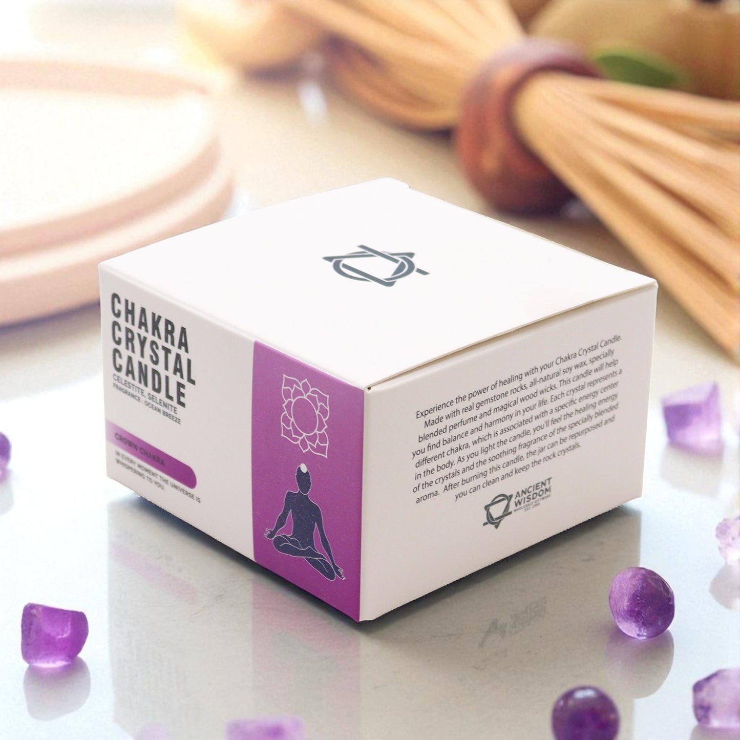 Crown Chakra Crystal Candle