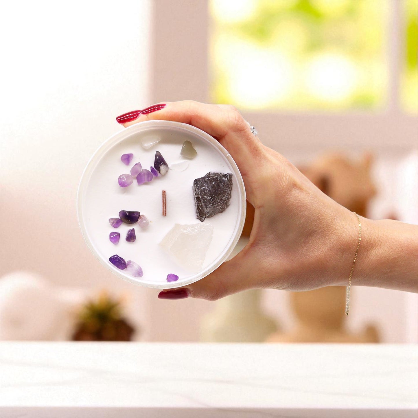Crown Chakra Crystal Candle