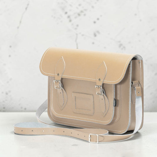 Handmade Leather Satchel - Iced Coffee