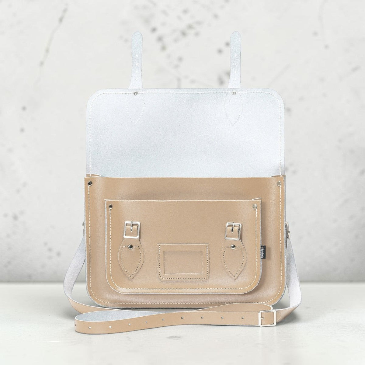Handmade Leather Satchel - Iced Coffee