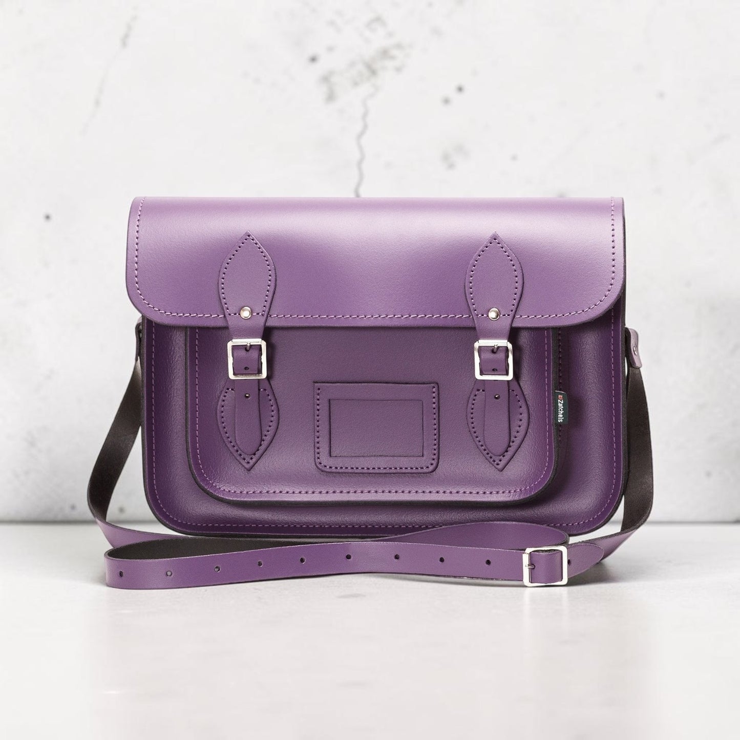 Handmade Leather Satchel - Purple