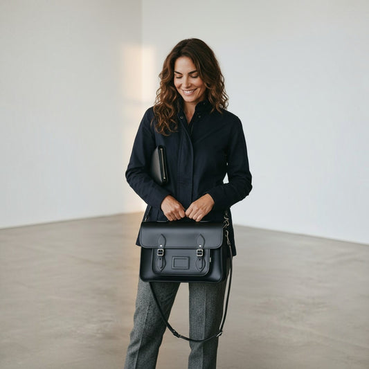 Handmade Leather Satchel - Black