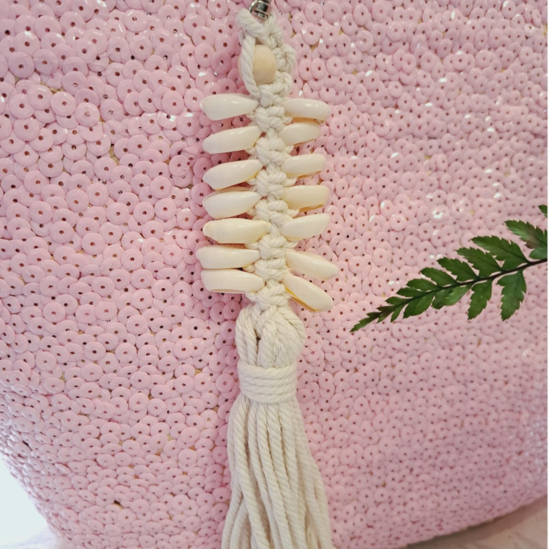 Macrame Seashell Bag Charm