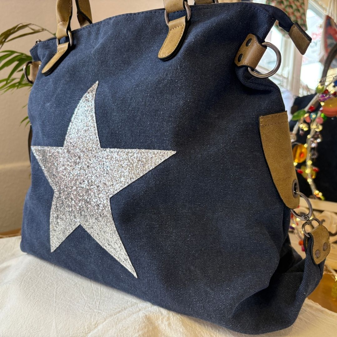 Midnight Canvas Star Tote