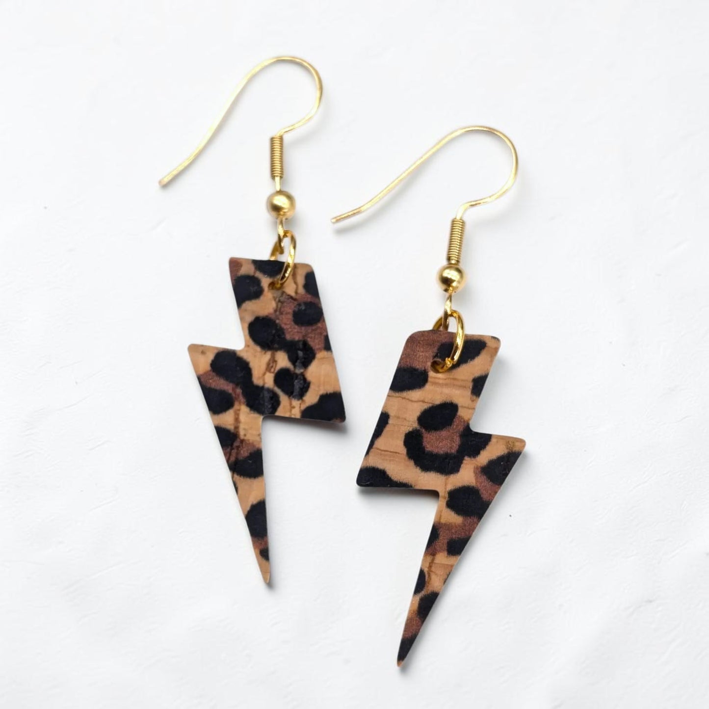 Mini Leopard Print Lightning Bolt Earrings
