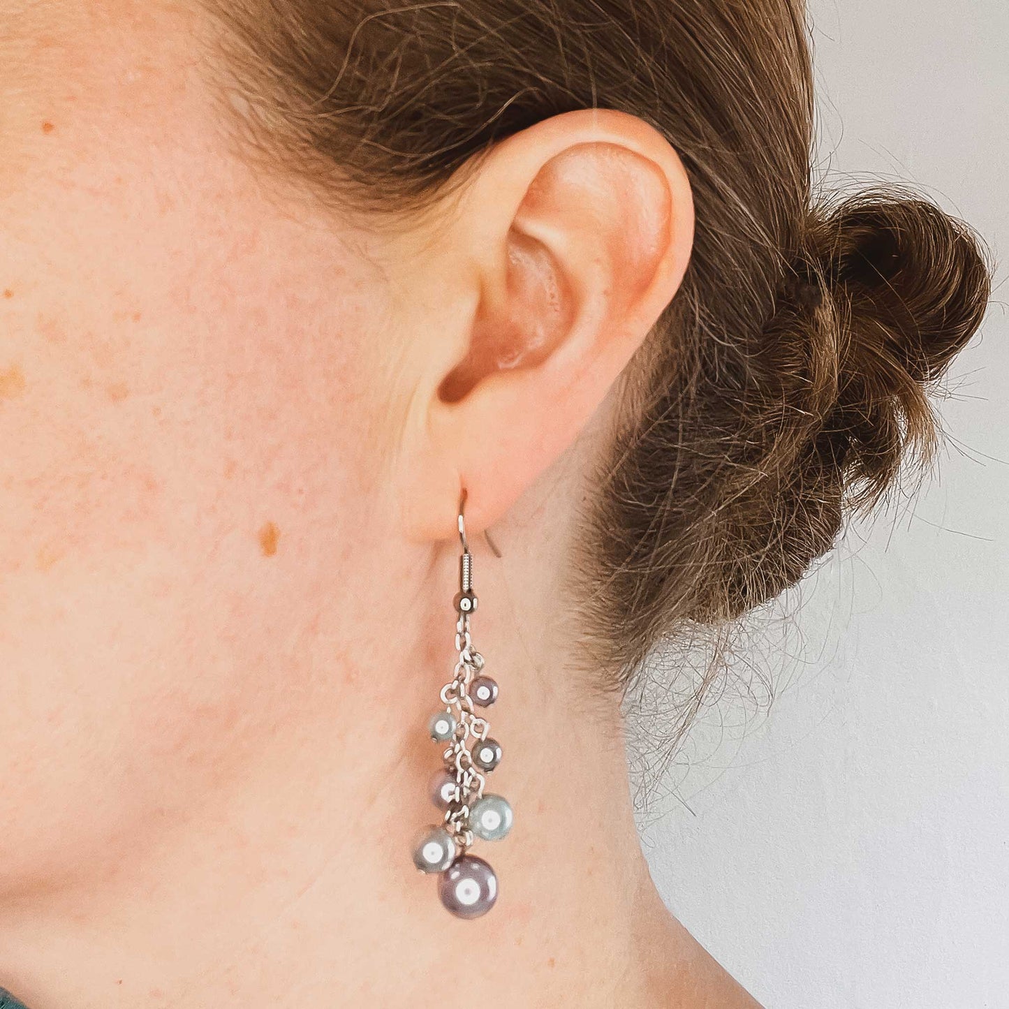 Faux Pearl Cluster Drop Earrings