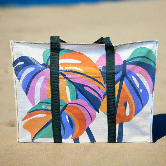 Monstera Leaf Shoulder Tote