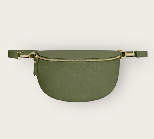 Olive Large Leather Bum Bag