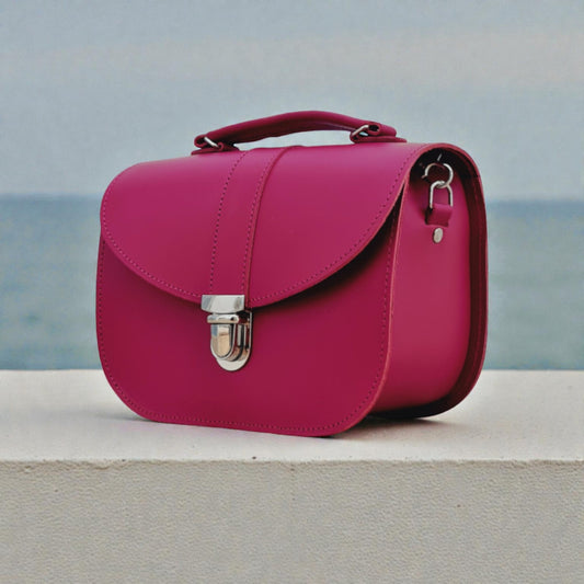 Olympia Handmade Leather Bag - Magenta
