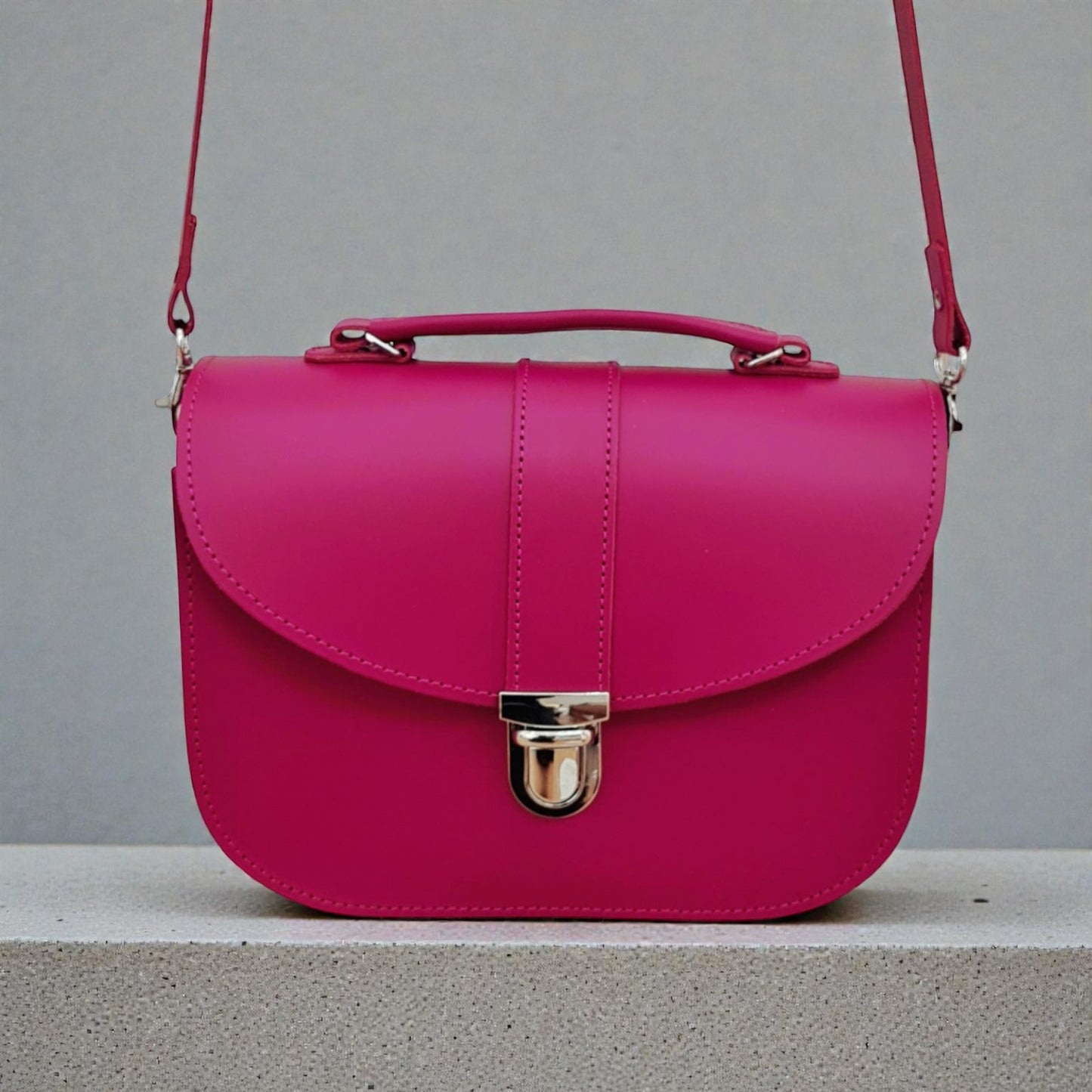 Olympia Handmade Leather Bag - Magenta